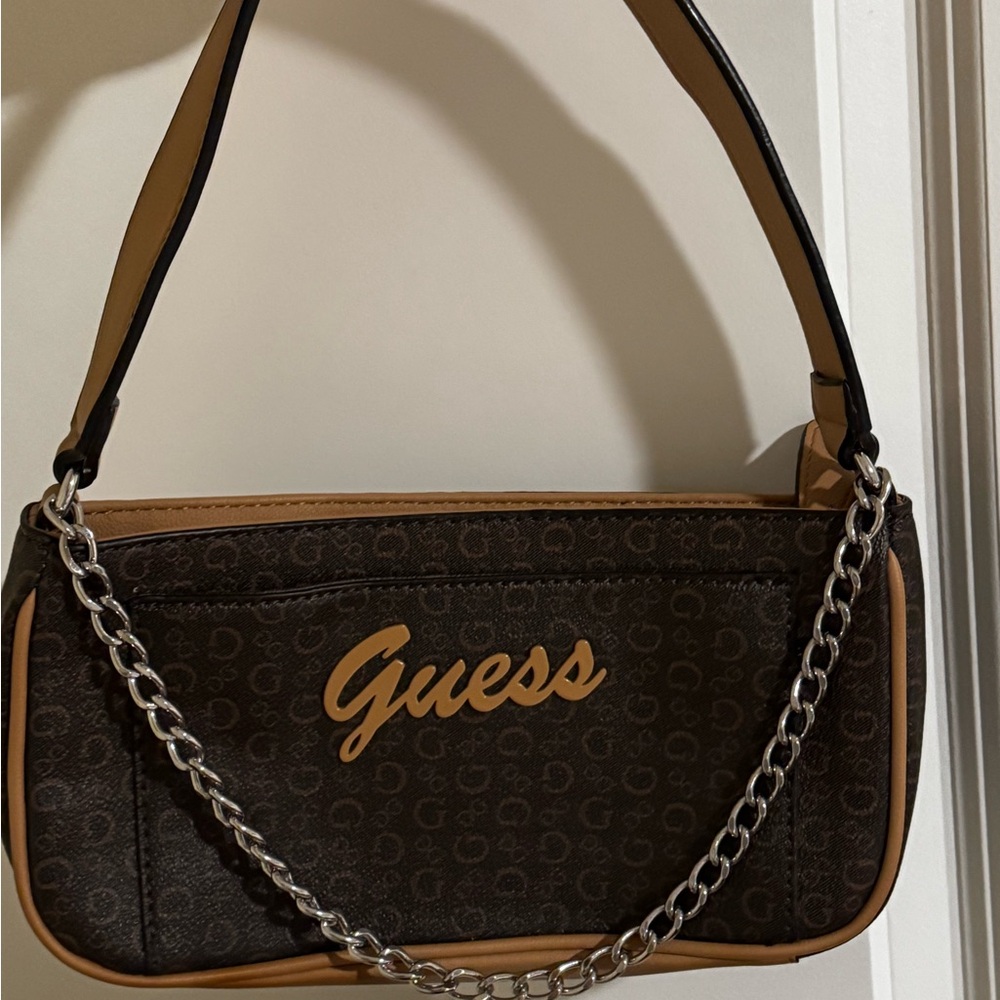 Guess Brown Shoulder Bag with Sleek Design. Rarely worn like new
